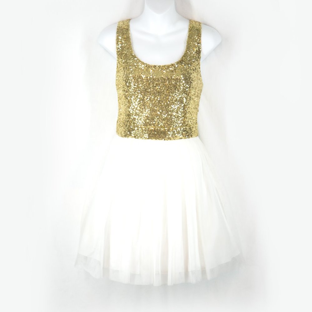 Beautiful White Gold Party Dress Junior Size 13/14